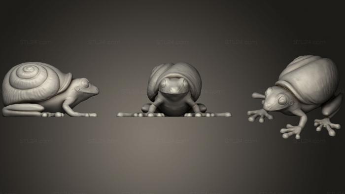 Статуэтки животных (Лягушка + Улитка, STKJ_0975) 3D модель для ЧПУ станка